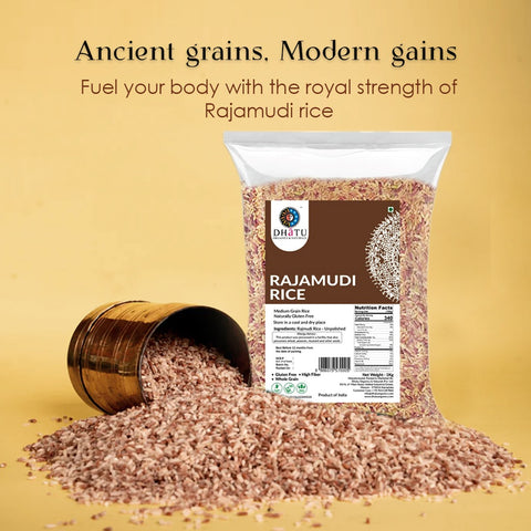 Dhātu (Dhatu) Organics Rajamudi Rice (Unpolished Traditional Variety)